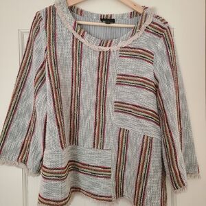 Current Air Striped Patchwork Knit Top
